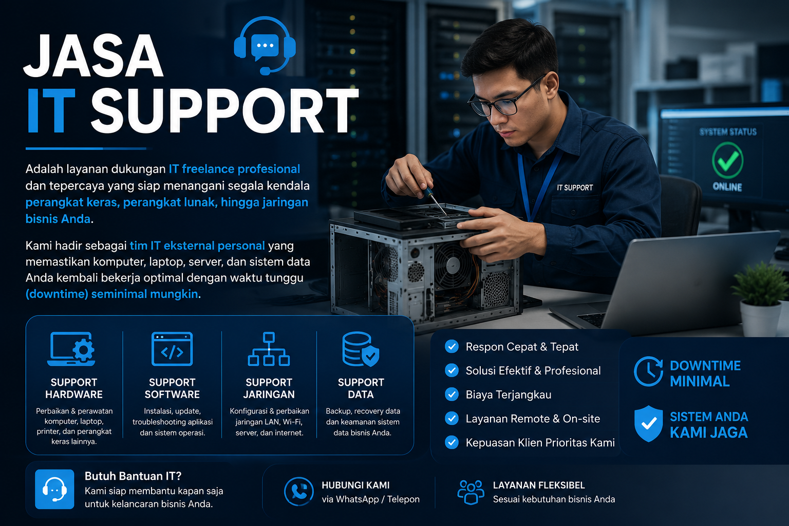 Jasa Freelance IT Support & Infrastruktur Teknis