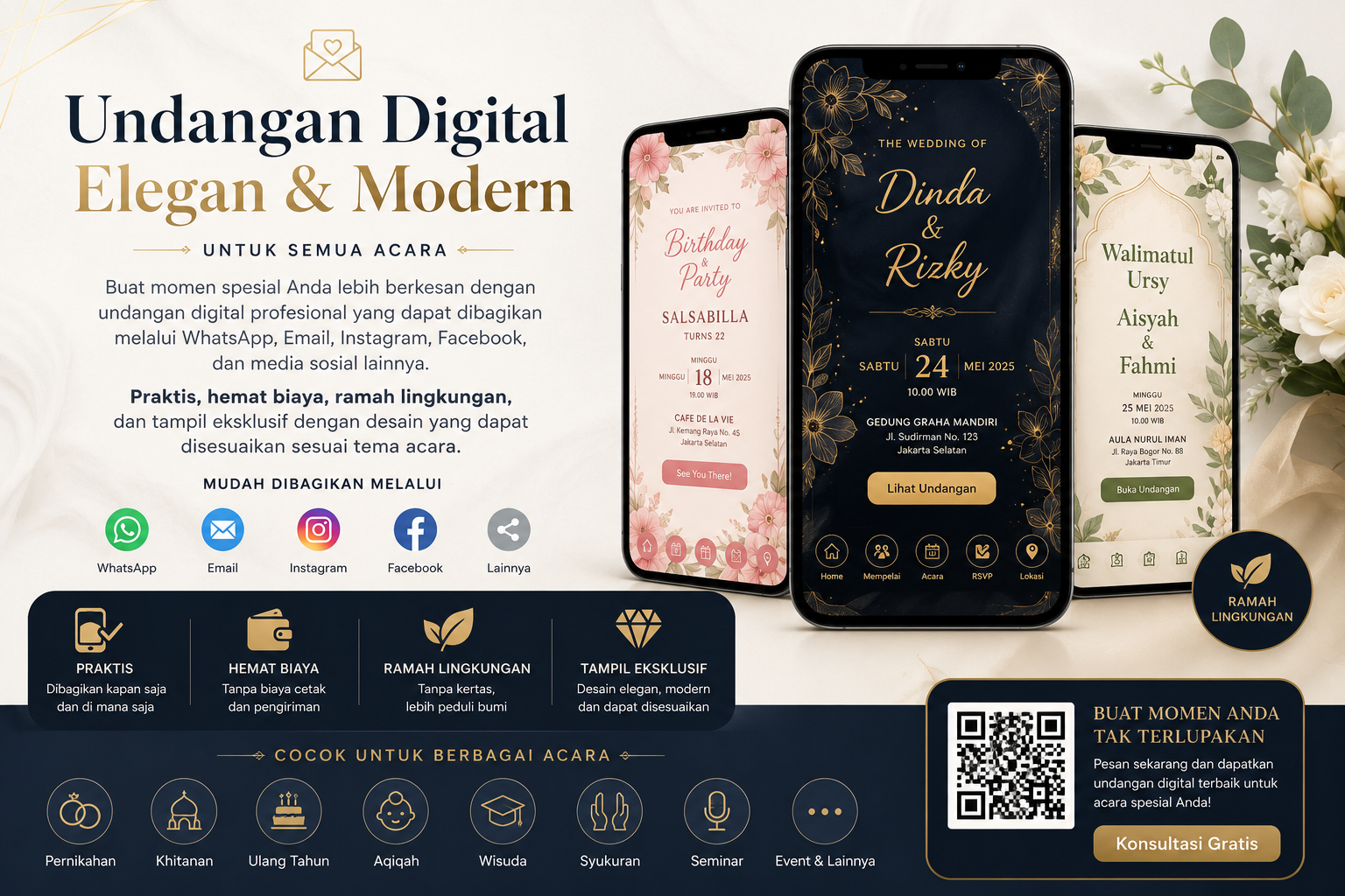 Undangan Digital Elegan & Modern untuk Semua Acara